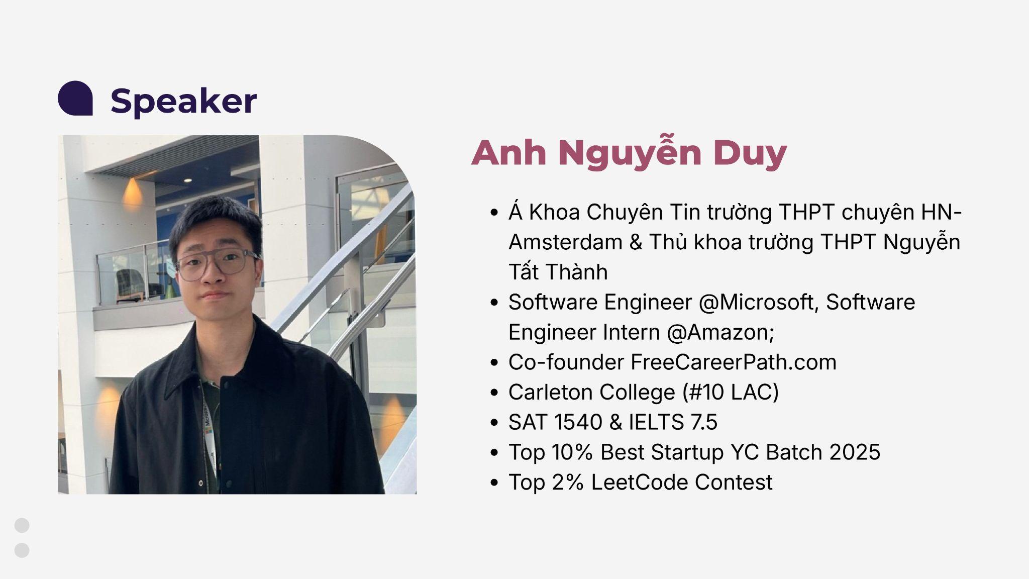 Diễn giả Dave Nguyễn - Software Engineer Microsoft